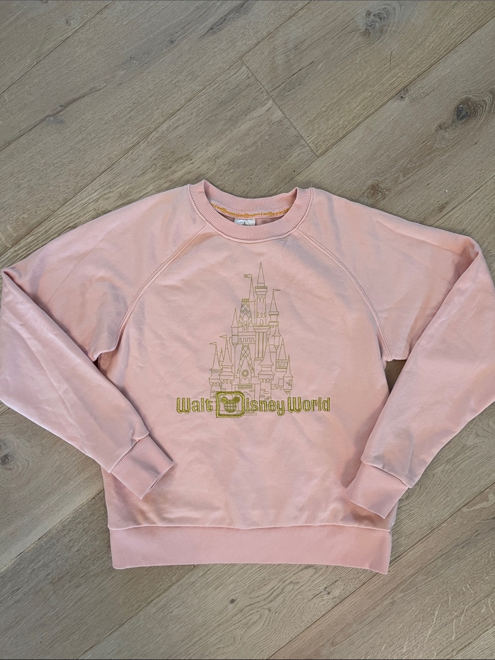 Disney Parks Peach Sweatshirt with Gold Castle Graphic
